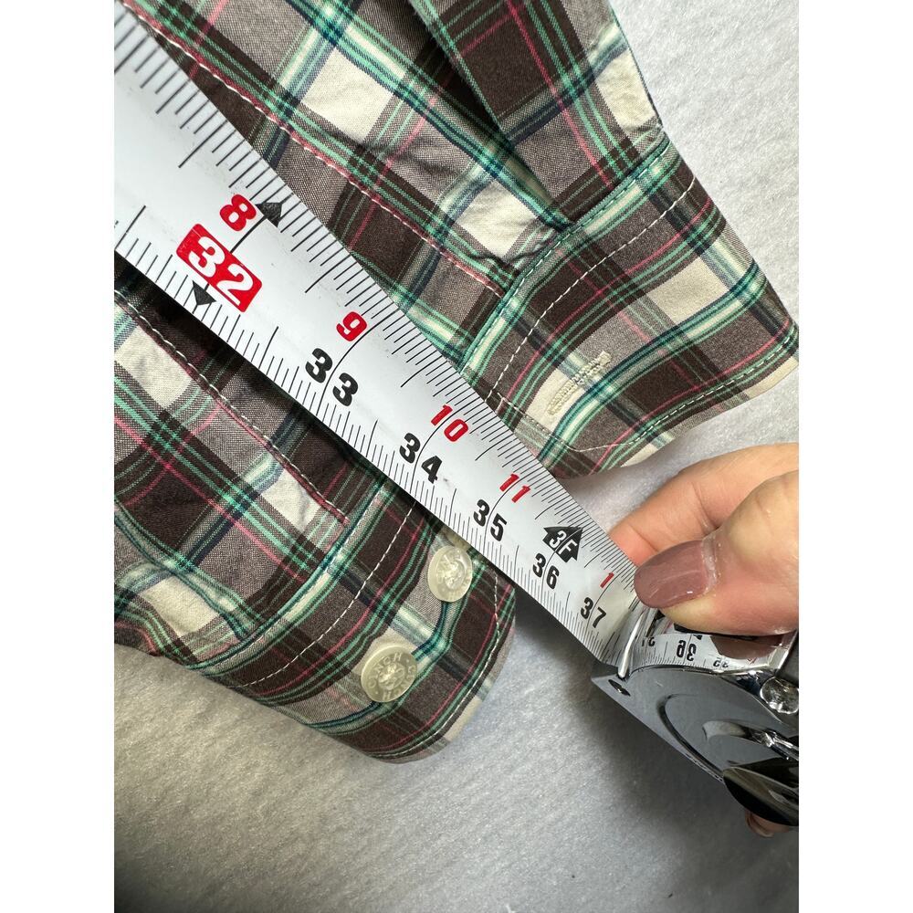 Cinch Men Long Sleeve Button Down USA Cotton Plaid Size L Western EUC Brown Gr. - Picture 9 of 9